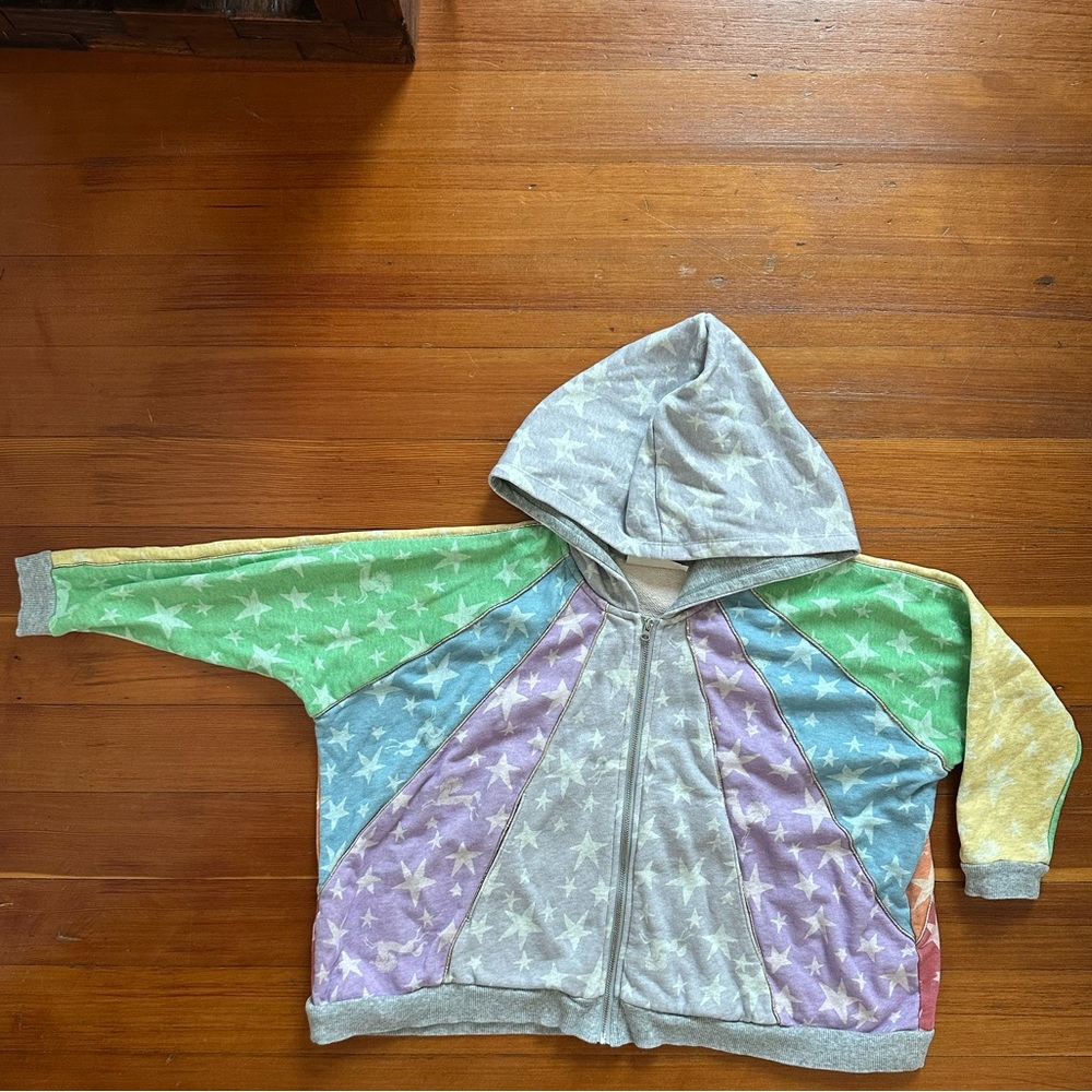 Paper Wings Organics  Kids rainbow Hoodie jacket